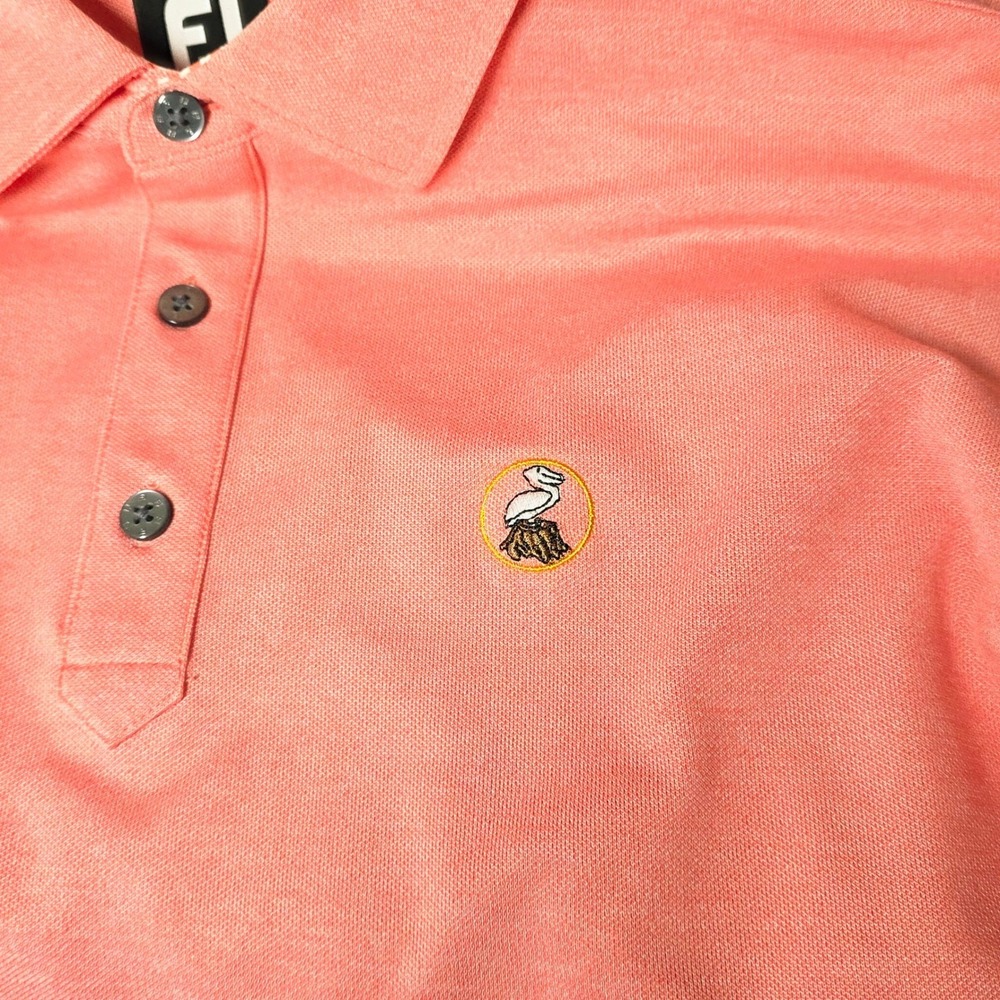 FootJoy Polo Shirt Mens Large Coral Pink‎ Pelican Logo Lisle Short Sleeve Golf - Picture 4 of 9